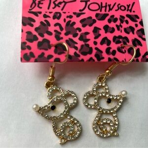 NWT Betsey Johnson Rhinestone Mouse Earrings